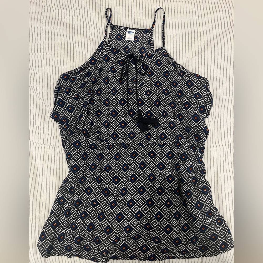 old navy women’s multi color geometric patterned halter neck tank top NWT
